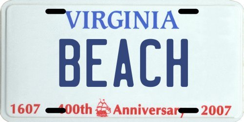 Virginia Beach Aluminum License Plate