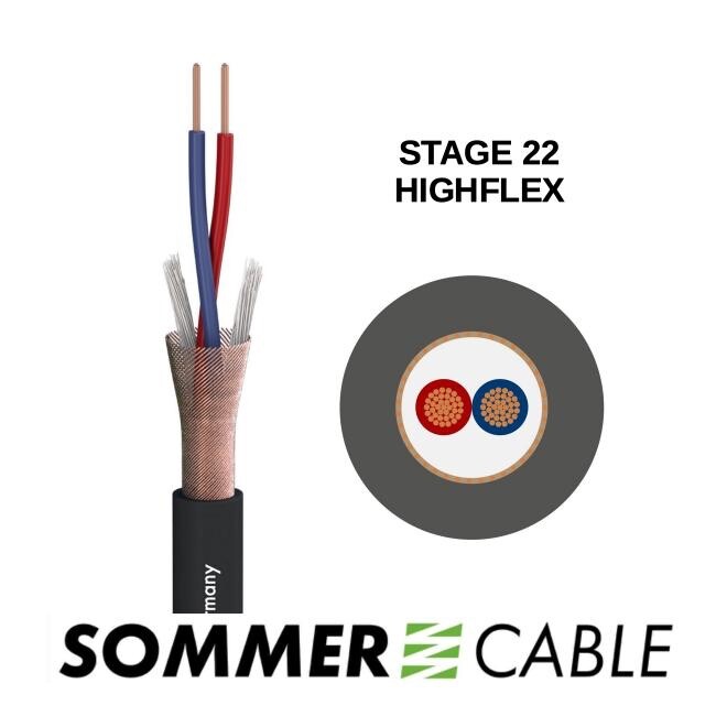 Sommer Stage 22 Highflex Mic Cable, 200-0001, Black – Bulk cable, per foot