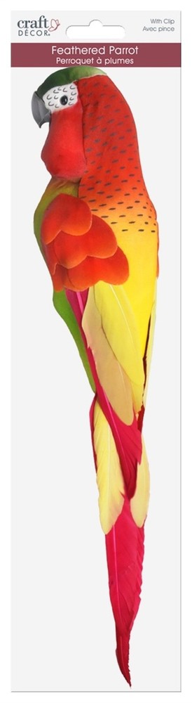 Craft Dcor Essentials Feathered Parrot W/Clip 13" 1/Pkg -Glitter Red