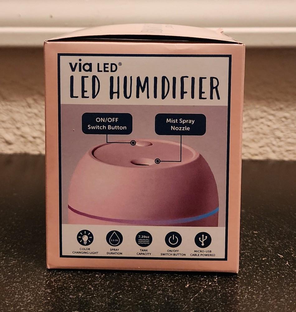 Pink LED Mini Humidifier With Micro USB Cable