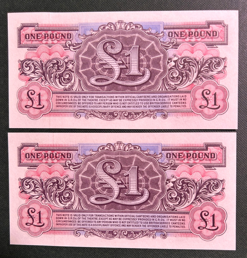 BRITISH ARMED FORCES 1948 1 POUND WITH SEQUENCE SERIAL # GRADE UNC. M-22