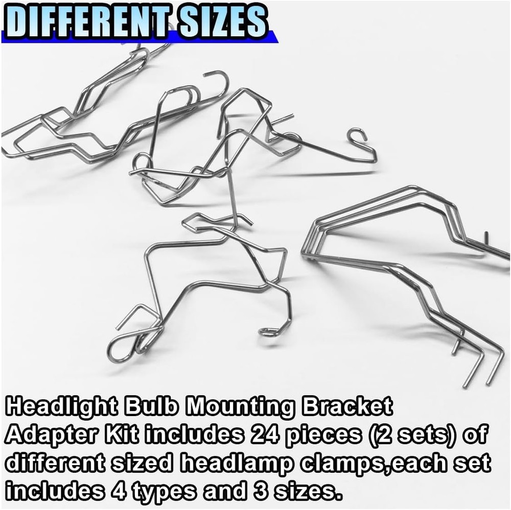 24PCS Car Bulb Retaining Spring Clips, Headlamp Dip Bulb Hoder Car Headlight Cla