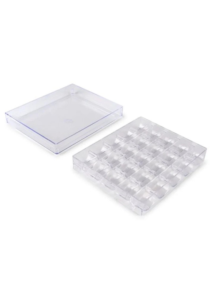 Clear 25-Bobbin Storage Box – Sewing Thread Organizer Case