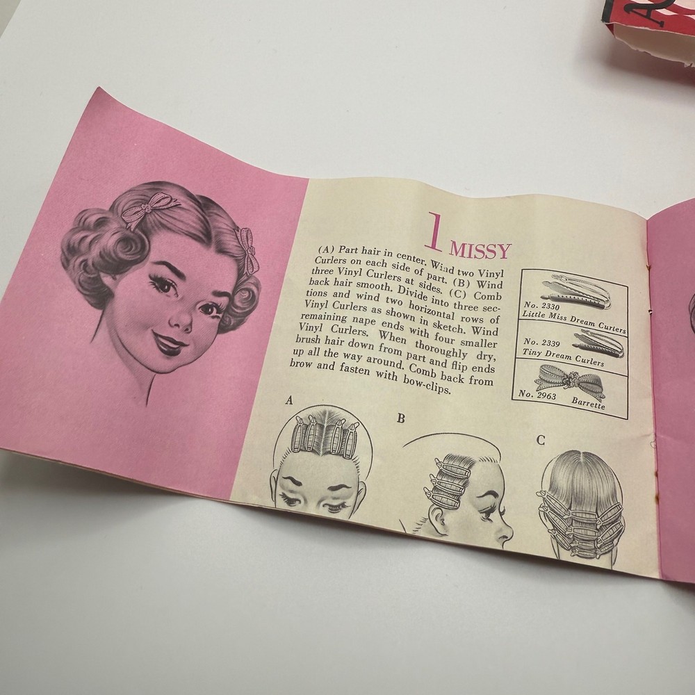 Vintage Mesh Rollers with Picks Clips Styling Booklet