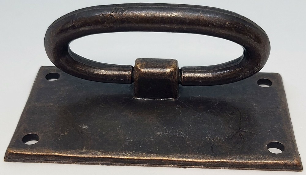 Horizontal Hammered DRAWER OVAL PULL Ring Forged Brass Mission handle copper rus
