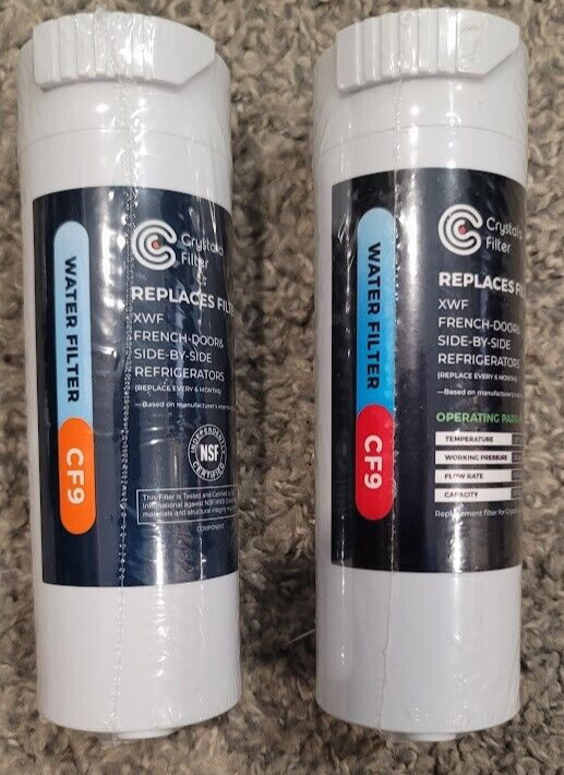 (2 PK) Crystala CF9 Refrigerator Water Filter for GE XWF (NOT XWFE) - FREE SHIP!