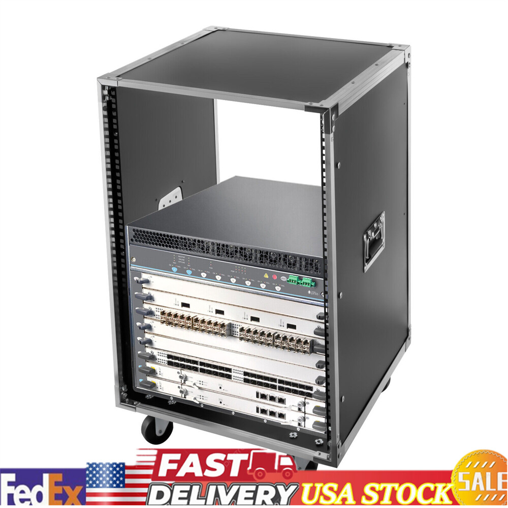 16U Open Frame Server Cabinet Rolling Network Rack Audio Studio Video Enclosure