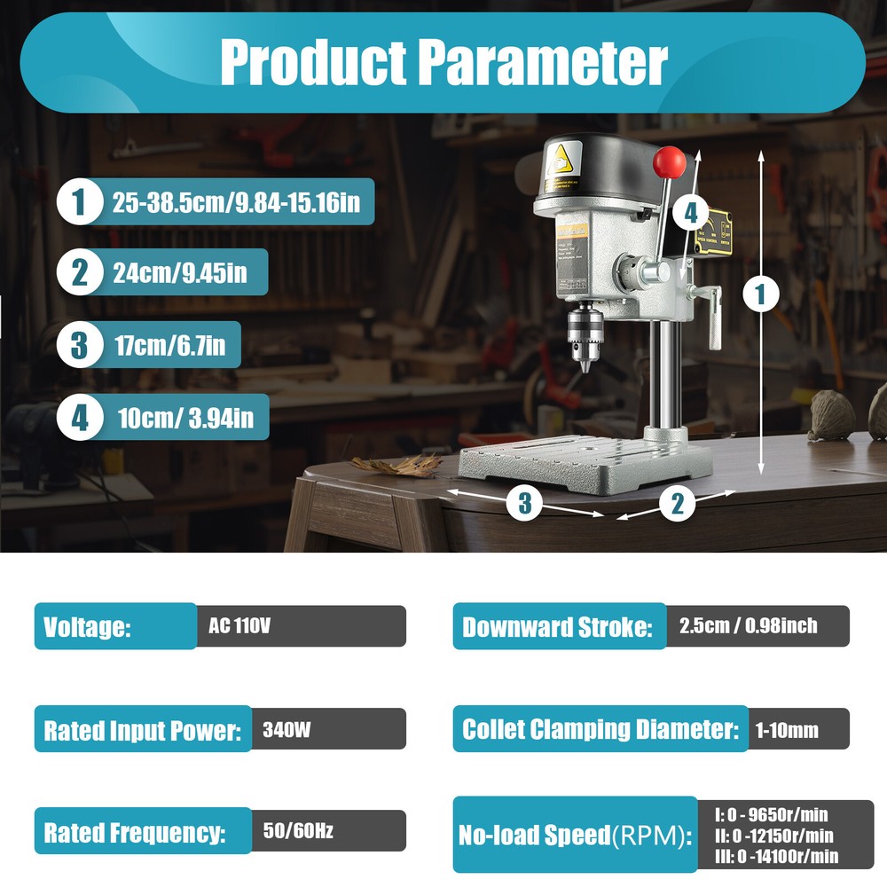 Portable Drill Press Electric Mini Drill Press Bench Small Benchtop Drill Press