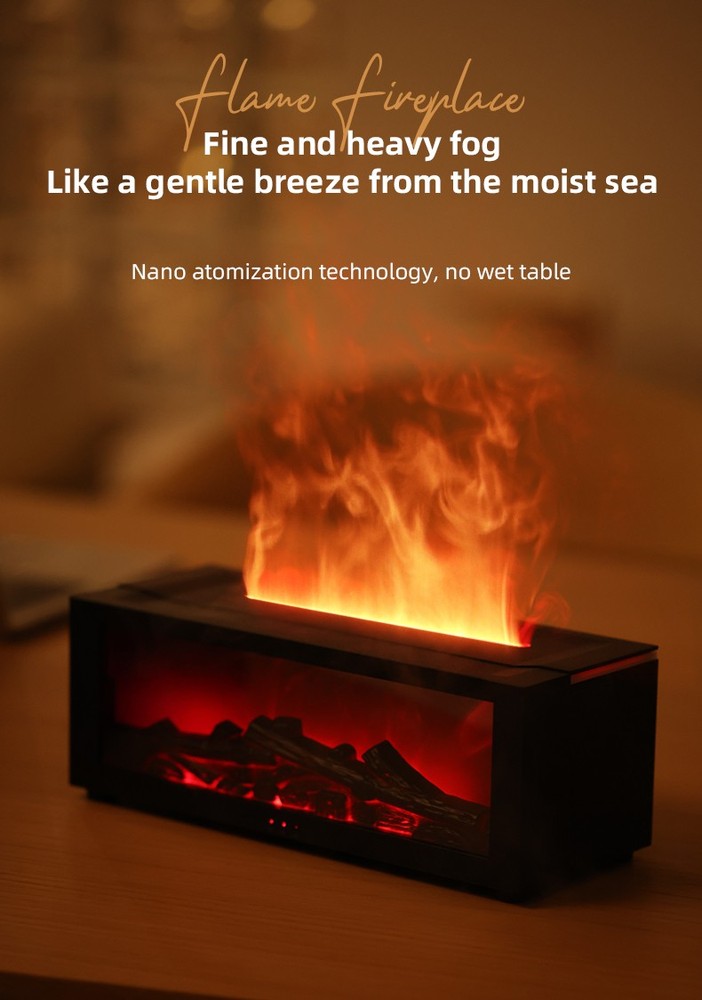 Flame Fireplace Humidifier Aromatherapy Essential Oil Diffuser with LED Light US