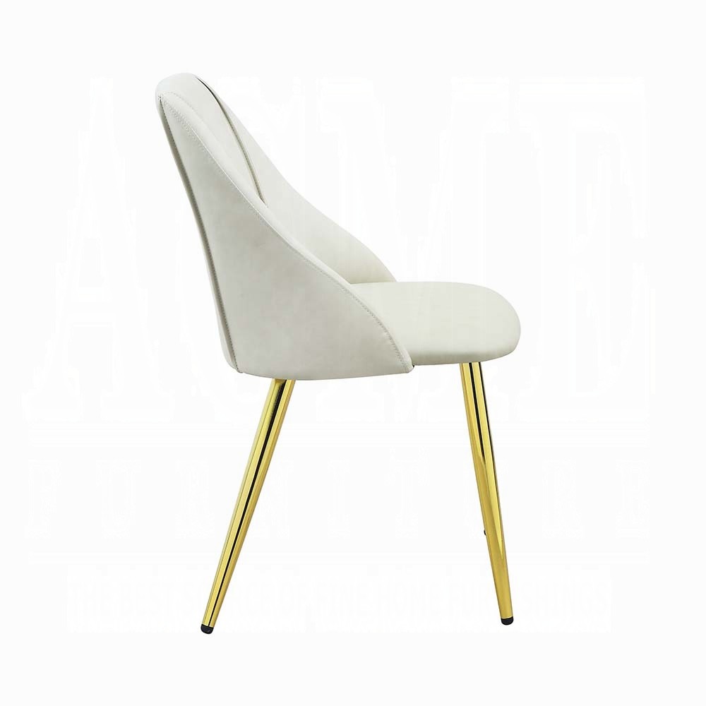 White and Gold Tight Back Side Chairs