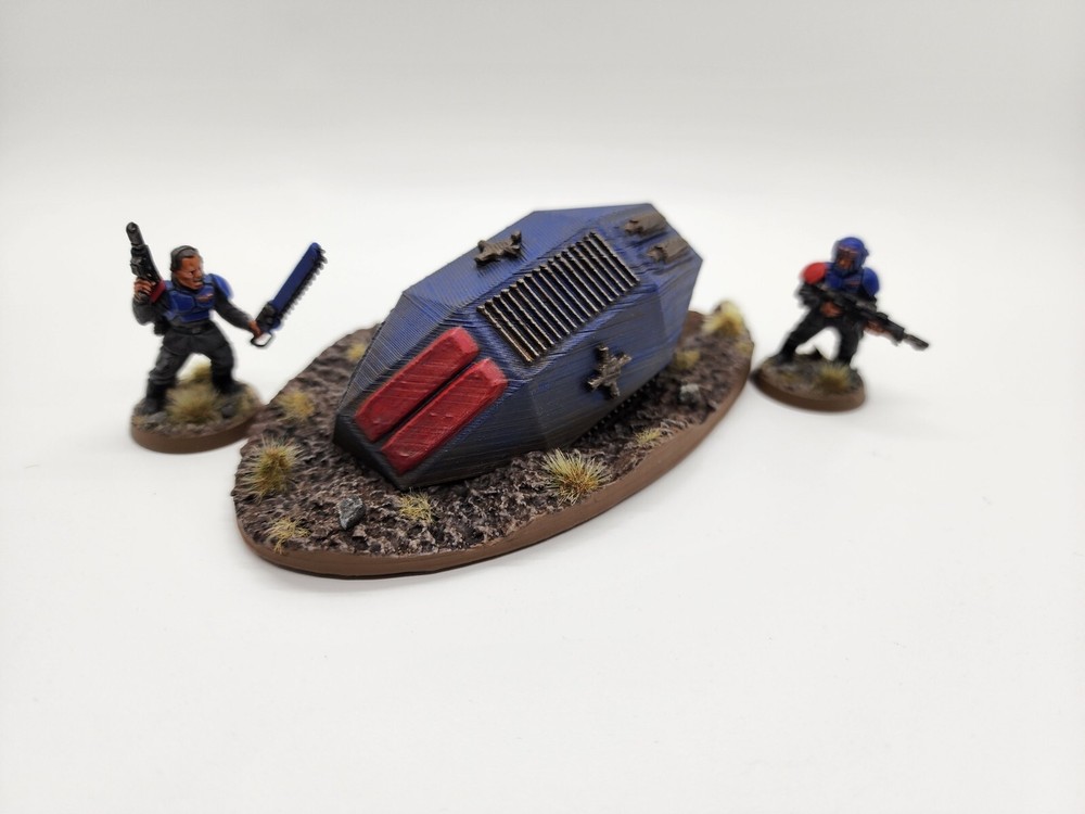 3D Printed Battlefield Terrain/ Wargame Crashed Escape Pod Objective Marker 1.