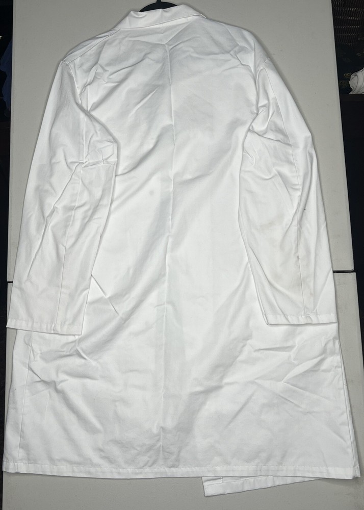 Men’s White Lab Coat 4 Buttons 2 Pockets Large