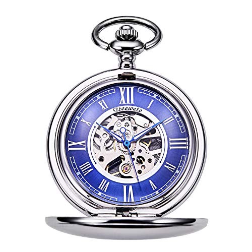Pocket Watch - Smooth Double Case Series Skeleton Dial Delicate silver
