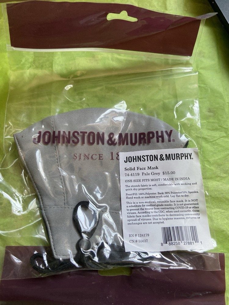 Johnston & Murphy Solid Face Mask (Pale Gray) 4pk