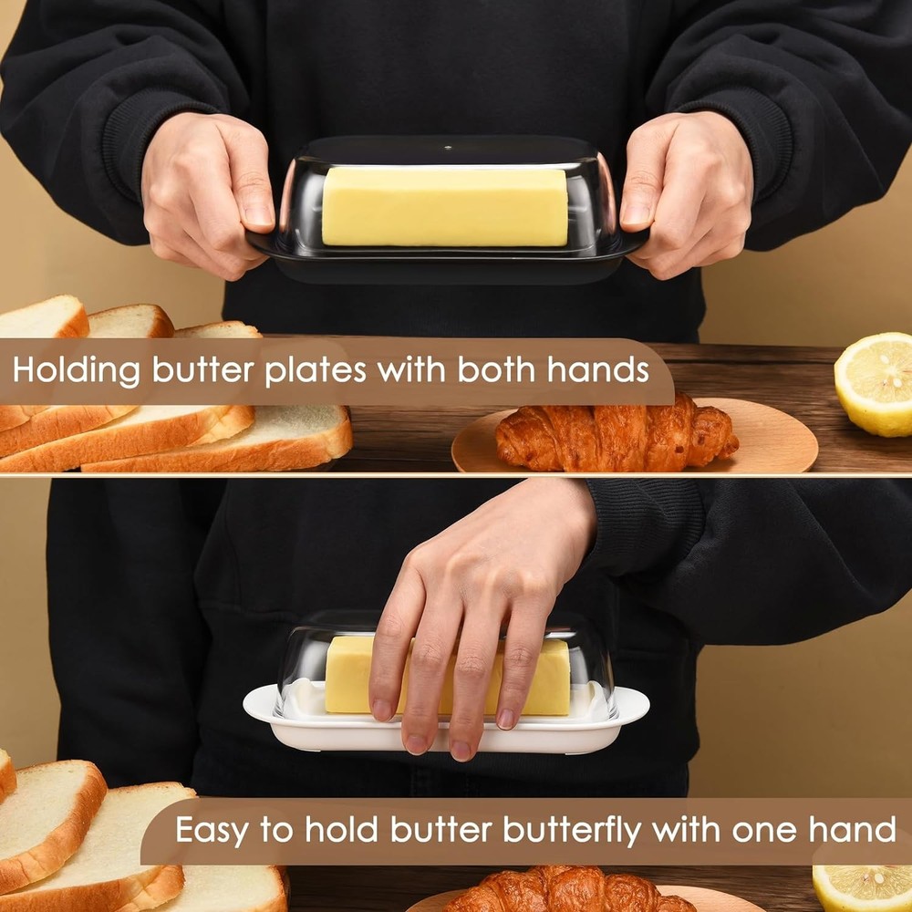Plastic Butter Dish with Lid Airtight White