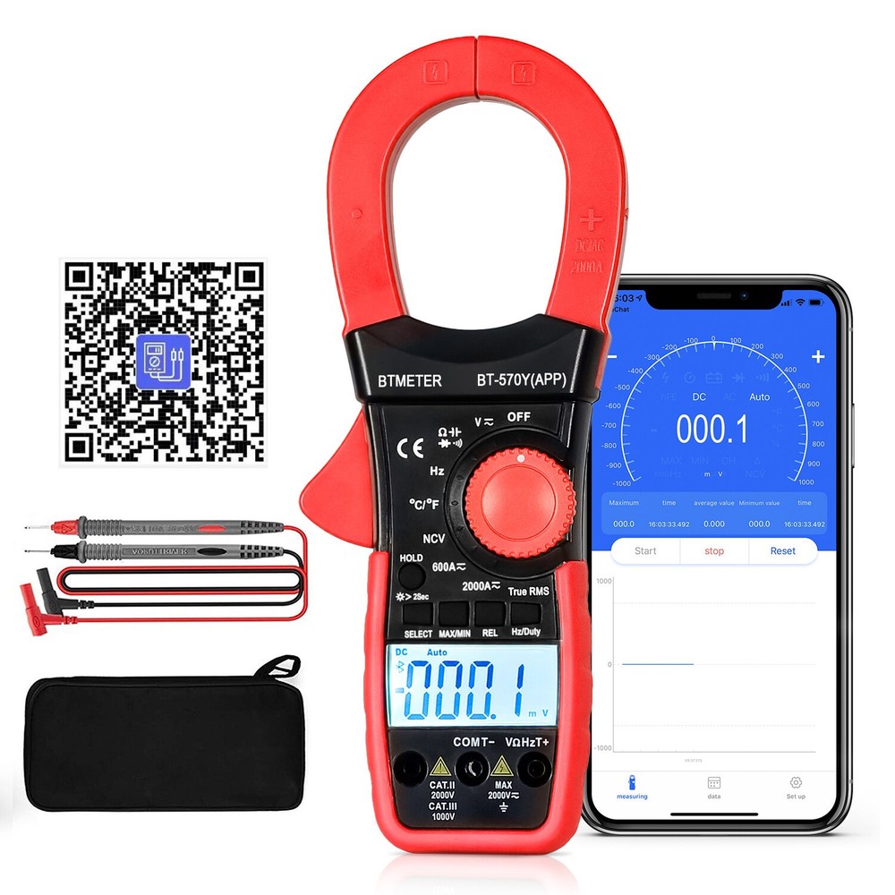 Digital Clamp Meter Multimeter 2000A 2000V TRMS AC DC Current Volt Amp 6000Count