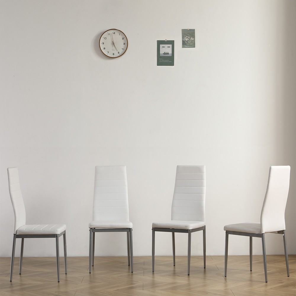 5pcs/set Dining Table Set Kitchen Tempered Glass Dining Table with 4Chairs White