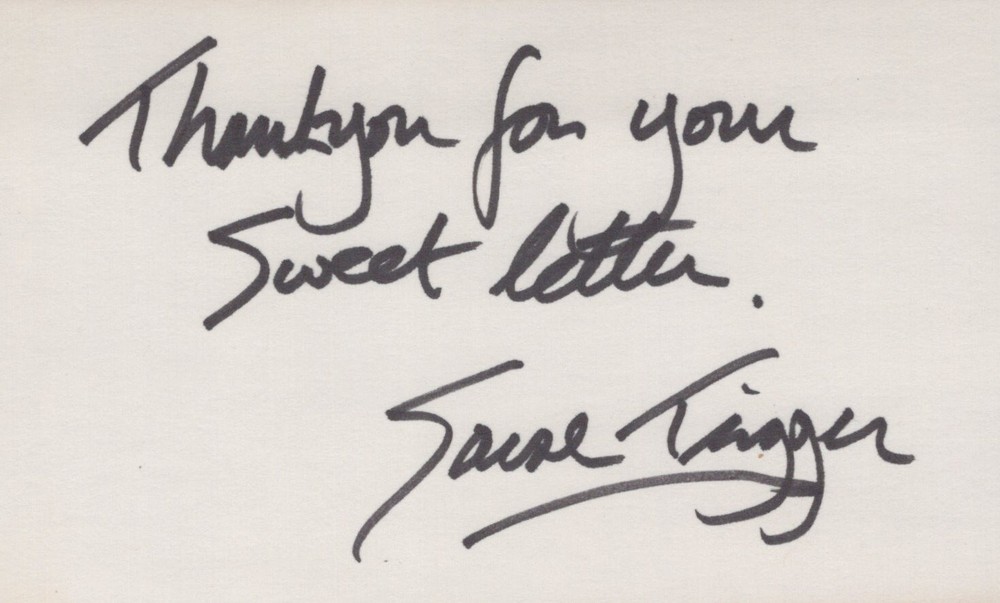 Sarah Trigger signed signed 3x5 card Vintage