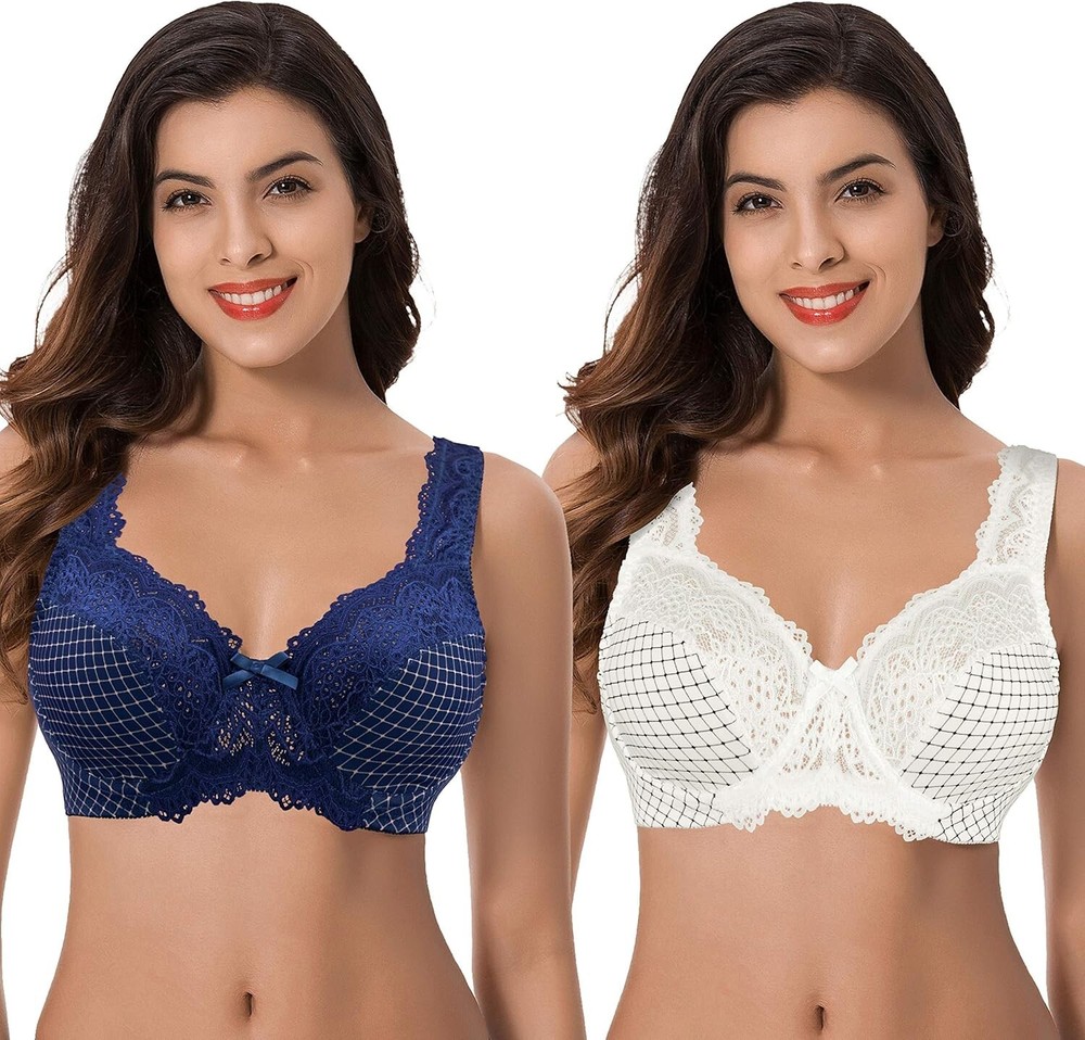 Curve Muse Women's Minimizer Unlined / Unpadded Underwire Bra 38C 2-Pack