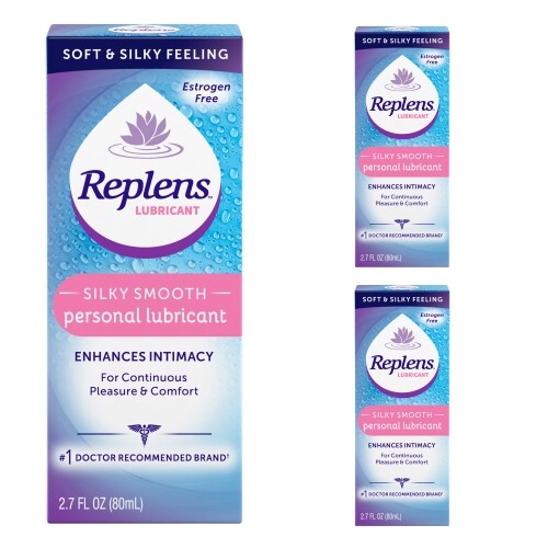 3 Pack Replens Silky Smooth Personal Lubricant 2.7 Oz 80 Ml Each