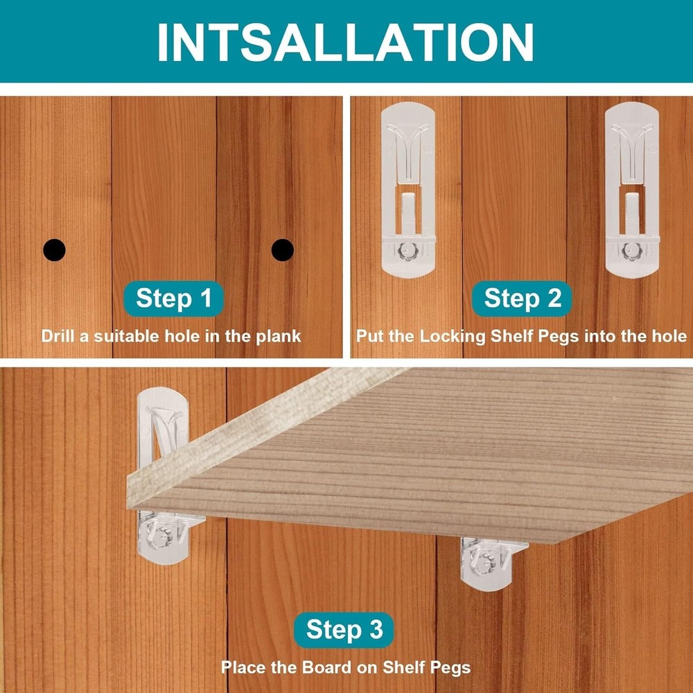 20 Pack Plastic Shelf Support Pegs Clear Self Locking 6mm Pins for Kitchen Book