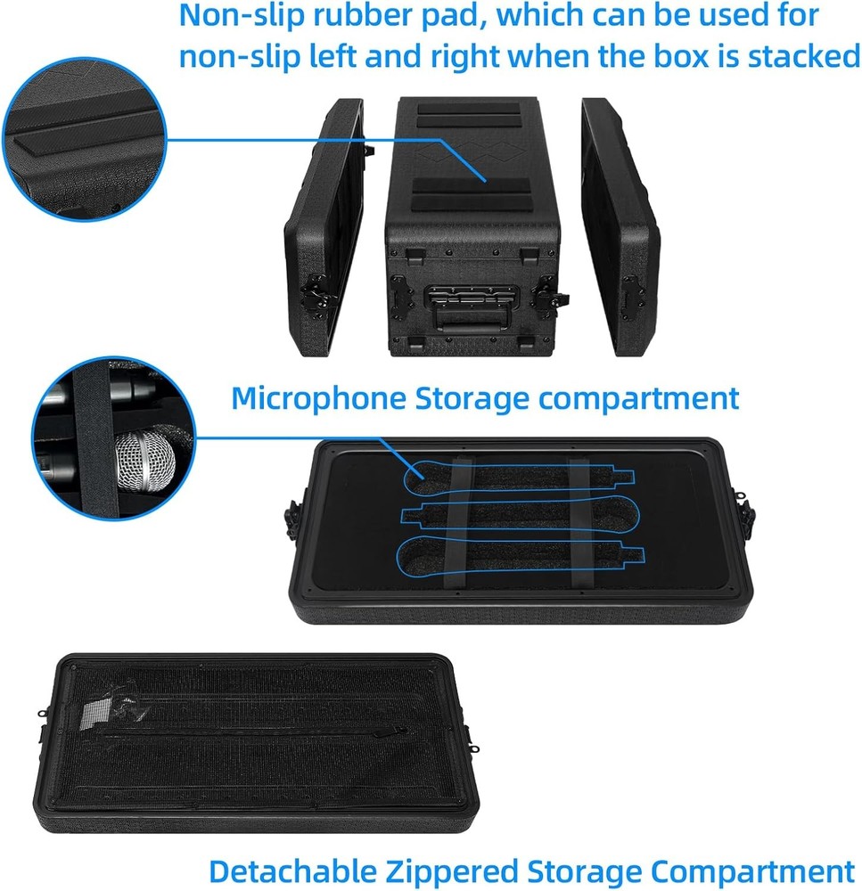 4U Rack Case Shallow 12" Depth, 19" Rackmount Flight Case