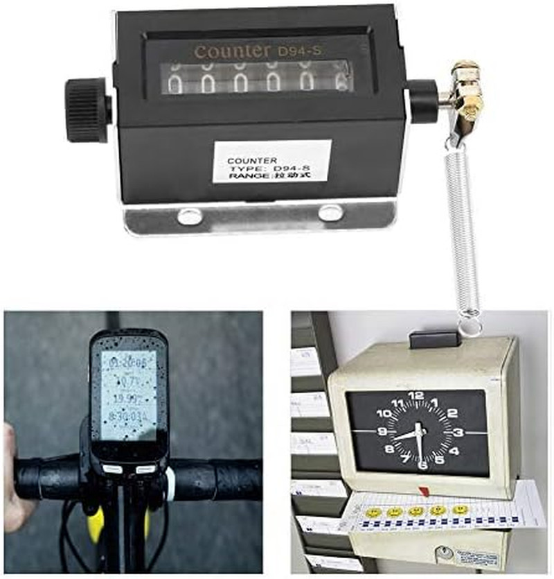 D94-S Mechanical Counter, 6 Digit Resettable Rotary Counter Mechanical Pulling S
