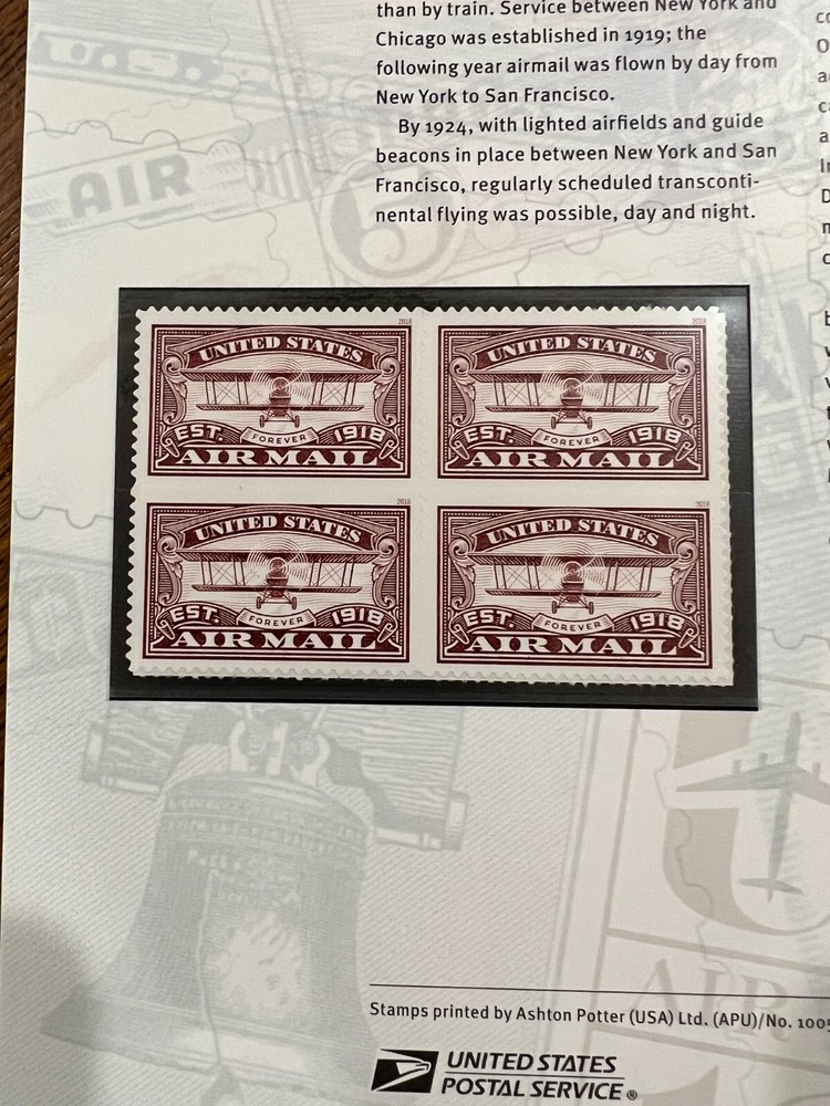 USPS Mint Commemorative Stamp Panel #1005, Forever 2018 - Airmail Red (#5282)
