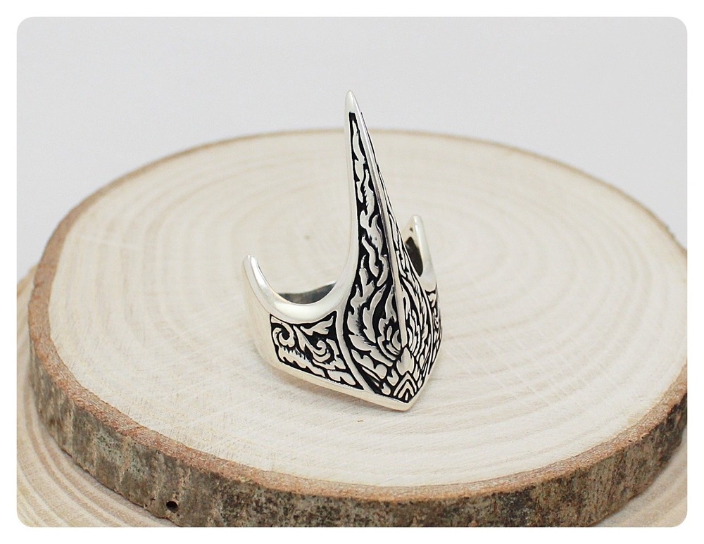 925 Sterling Silver Turkish Ottoman Archer Thumb Men's Ring