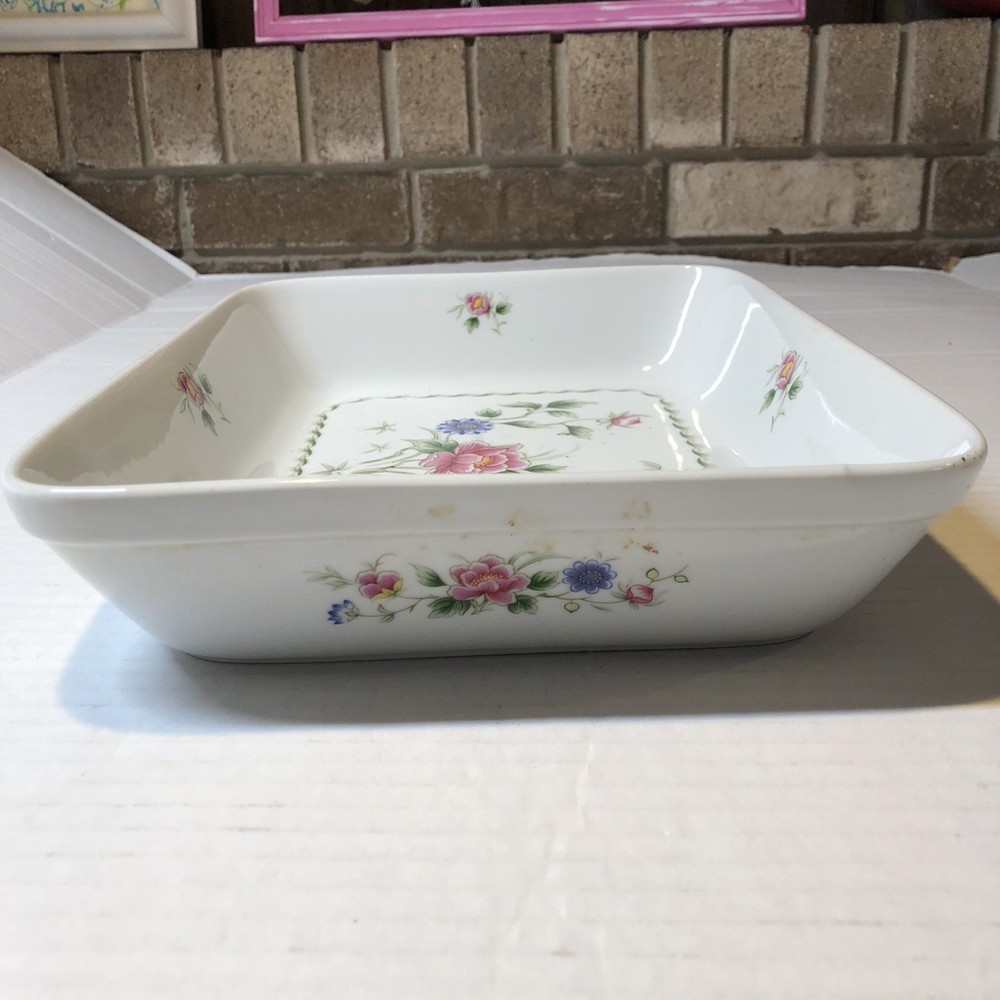 Vtg Andrea Sadek Spring Night Rectangular Baking Dish Floral Flowers GIL