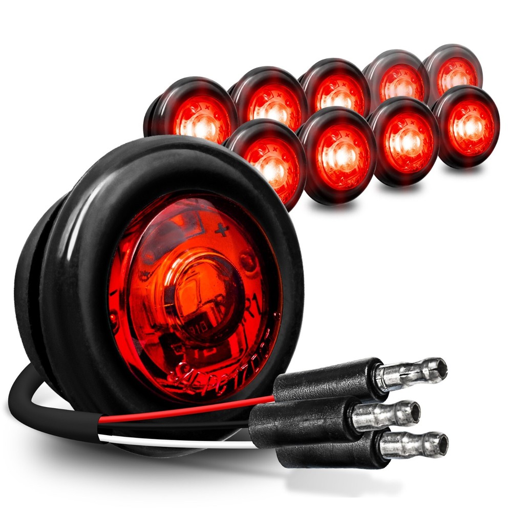 10pc 3/4" Round Red LED TBT Trailer Bullet Clearance Side Marker Light DOT P2PC
