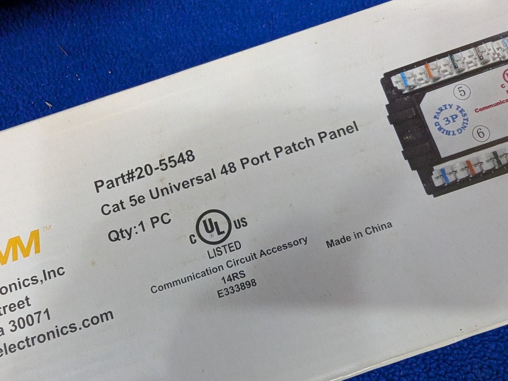 DataComm Part#20-5548 Cat 5e Universal 48 Port Patch Panel