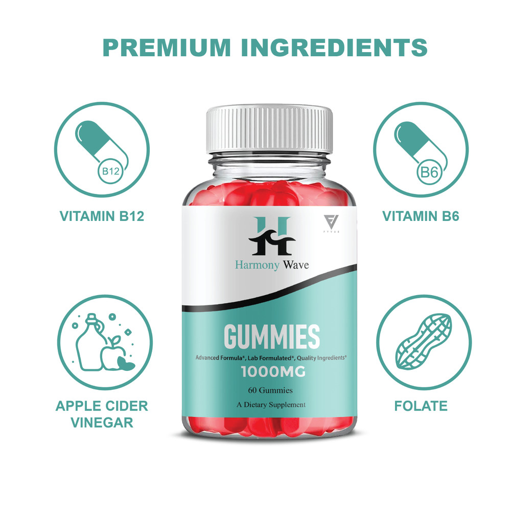 Harmony Wave Gummies, HarmonyWave Max Strength Supplement (60 Gummies)