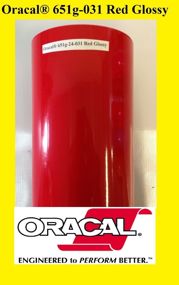 12" x 10 FT Roll  Red  Glossy Oracal 651  Vinyl Adhesive Plotter Sign cutter 031