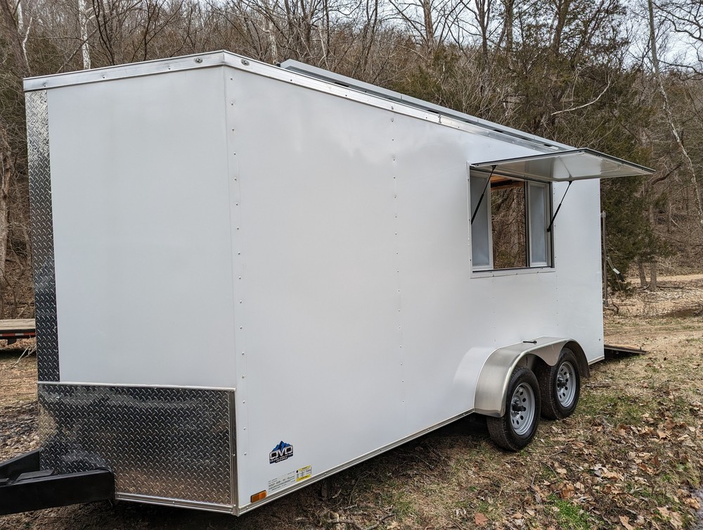16' Enclosed SOLAR POWERED Offgrid Self-Sufficient Trailer - Mobile Storefront