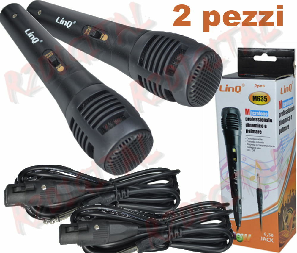 2x DYNAMIC HANDHELD WIRE KARAOKE MICROPHONE WITH VOICE SOUND SWITCH