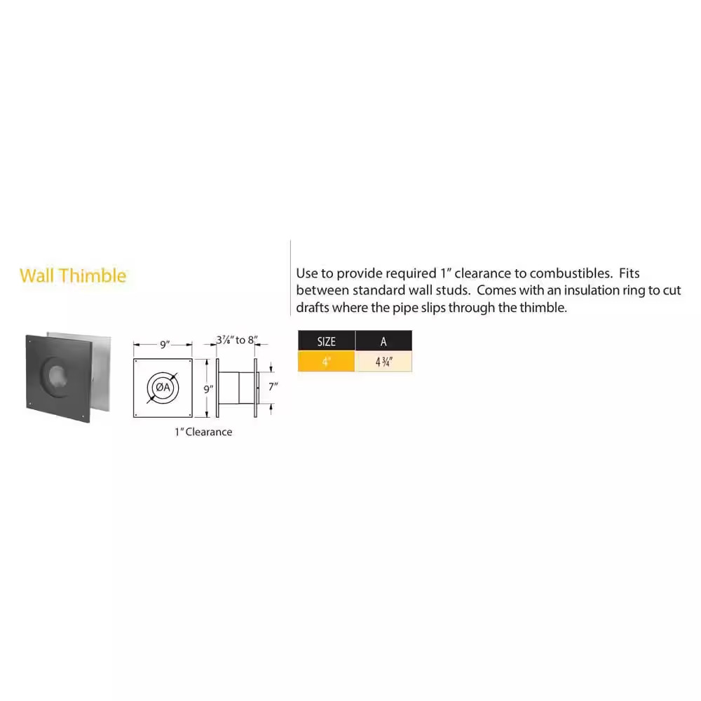 Pelletvent for Multi-Fuel 4In. Diameter Wall Thimble
