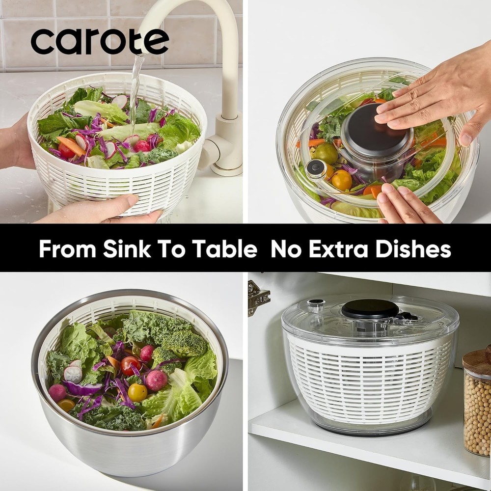 6.4 Qt Large Lettuce Spinner Plastic Vegetable Fruit Washer, Vegetable Cleane...