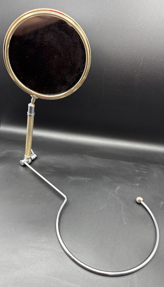 MCM Brass Vanity Mirror Double Sided Italian Vintage 12” Adjustable