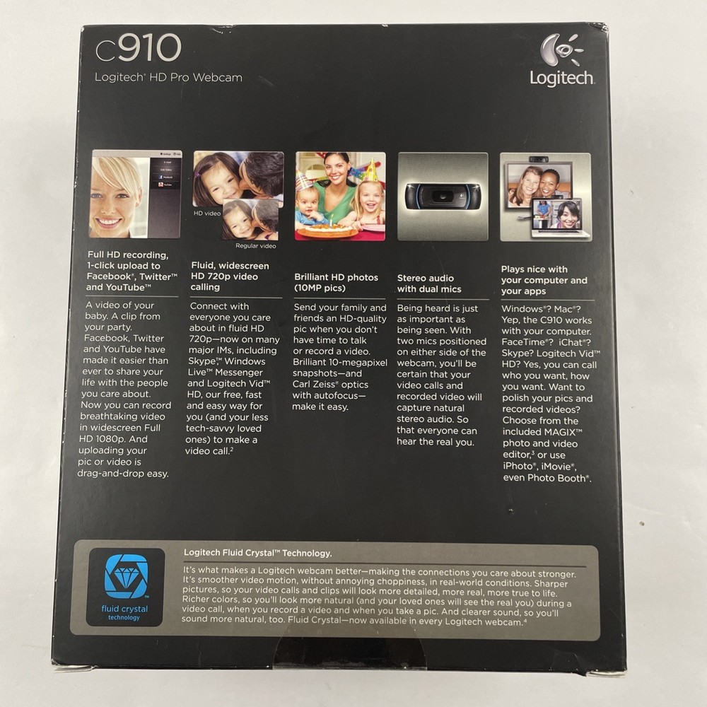 Logitech C910 Webcam HD Pro 1080p with Logitech Vid HD, Black