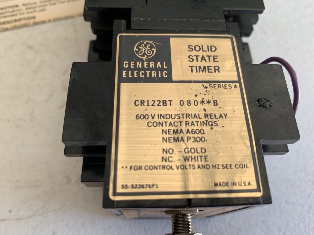 One (1) Genuine GE CR122BT08022B CT Solid State Timer .3-30 sec, NOS