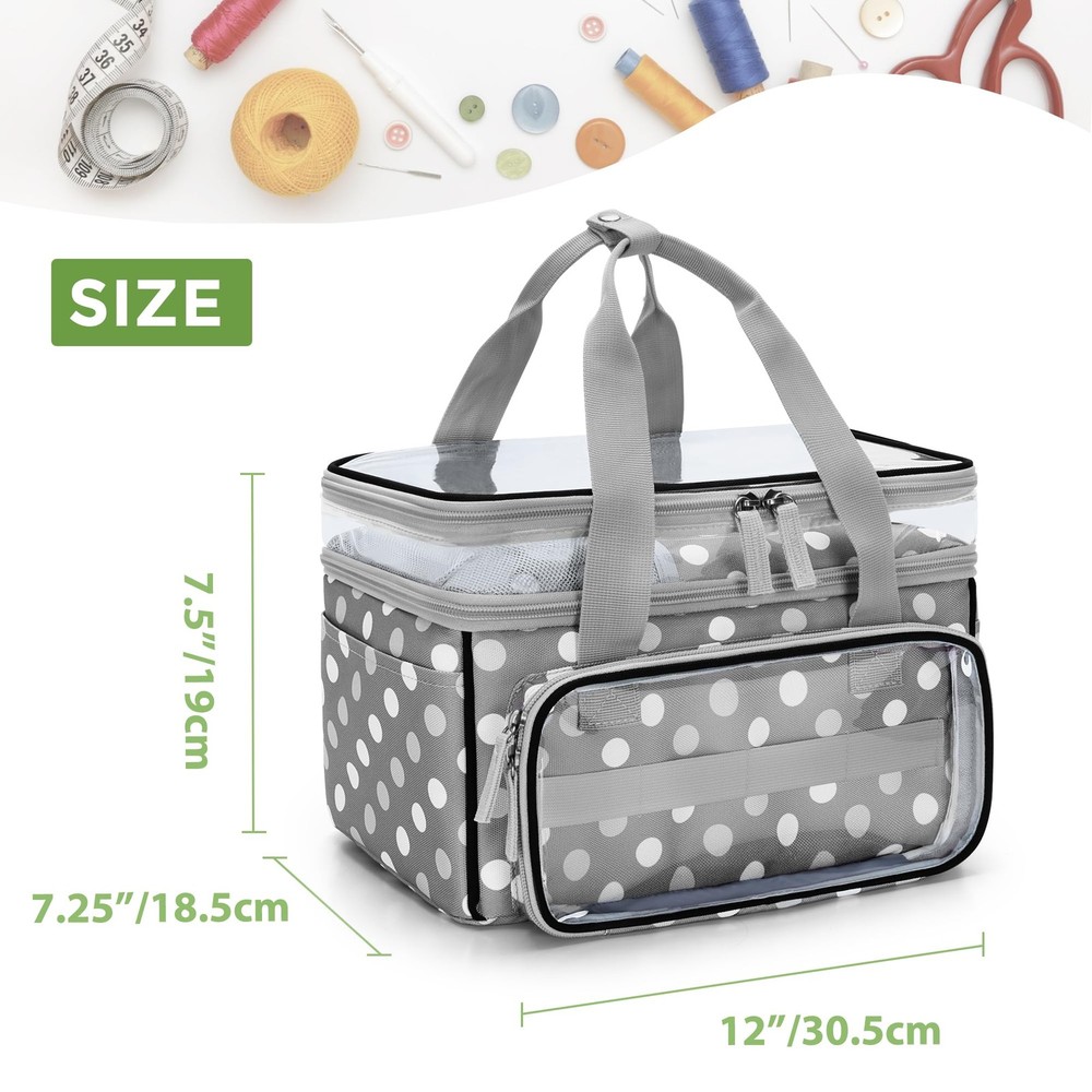 DoubleLayer Sewing Storage Organizer Transparent Compartment Large Bag