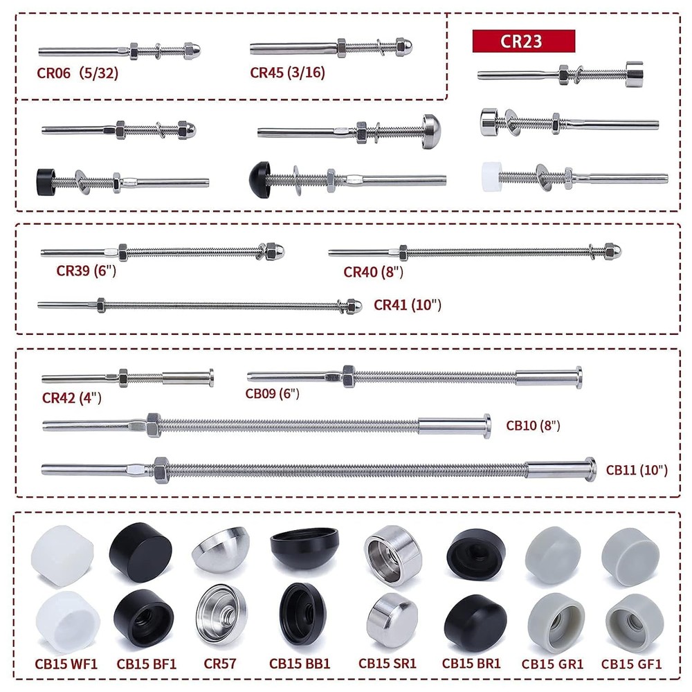 Muzata 60 Pack 1/8" Cable Railing Hardware For 2"x2" Post, Silver