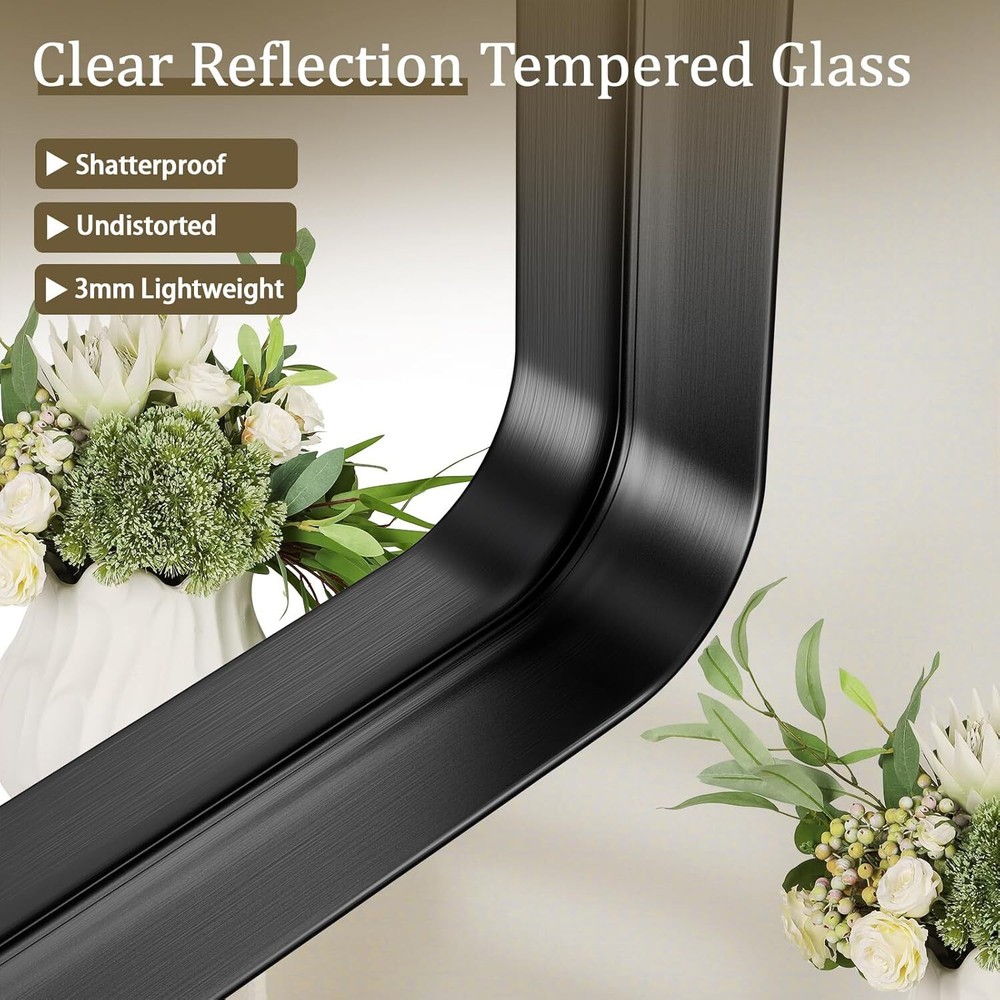 Bathroom Mirror 24x32 inch, Black Gorgeous Deep Frame Wall Mirror, Modern Round