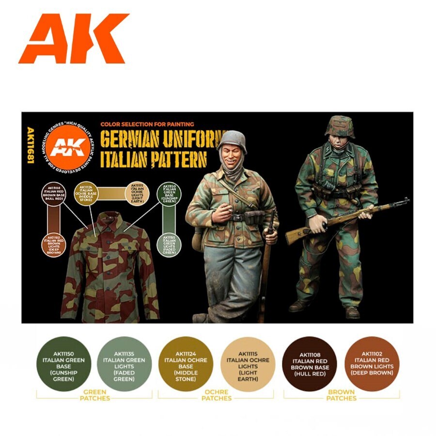 AK Interactive: German Uniform Italian Camouflage Pattern - Paint Set - AK11681