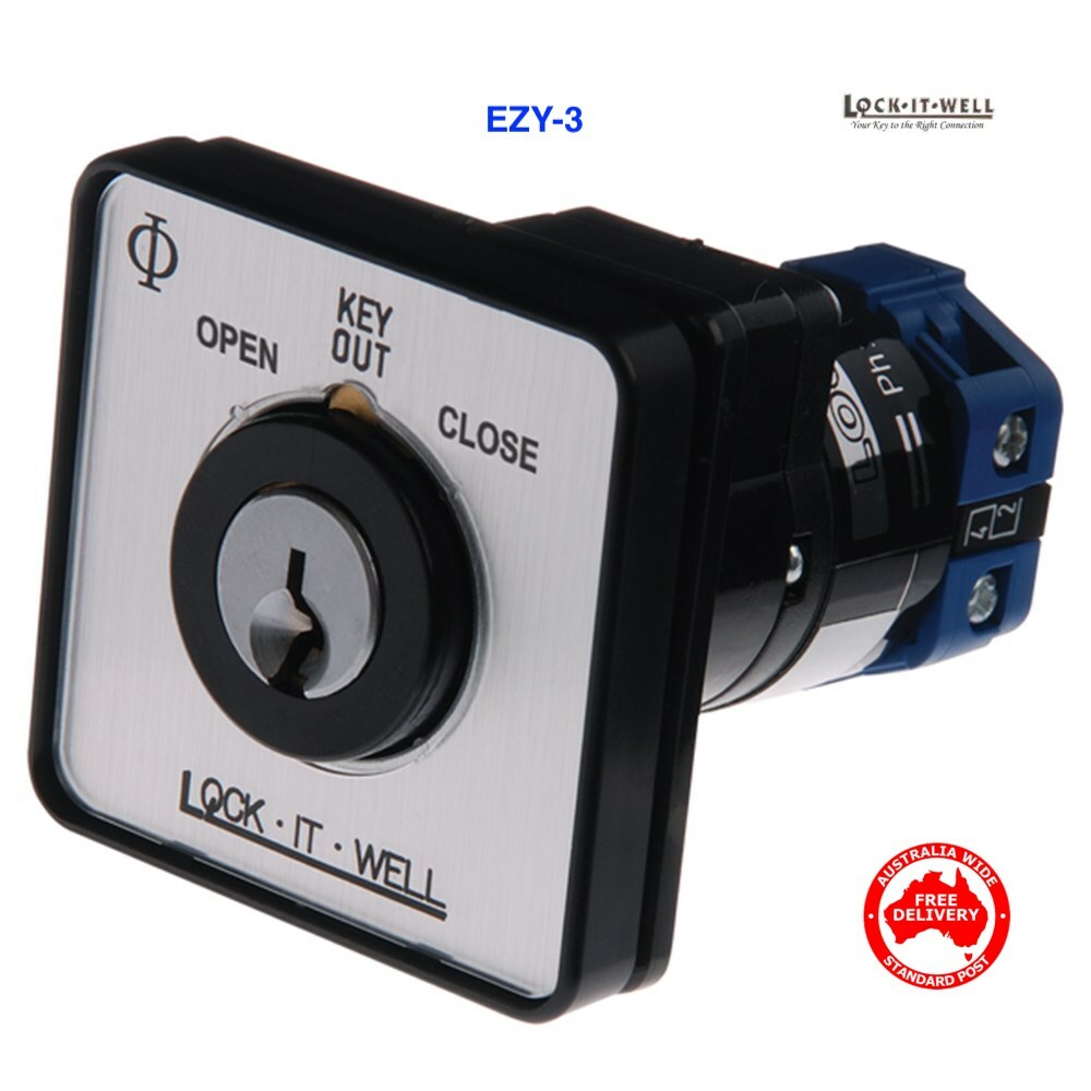 Lock It Well Panel Mount Momentary Key Switch EZY 3  12-440V DC-