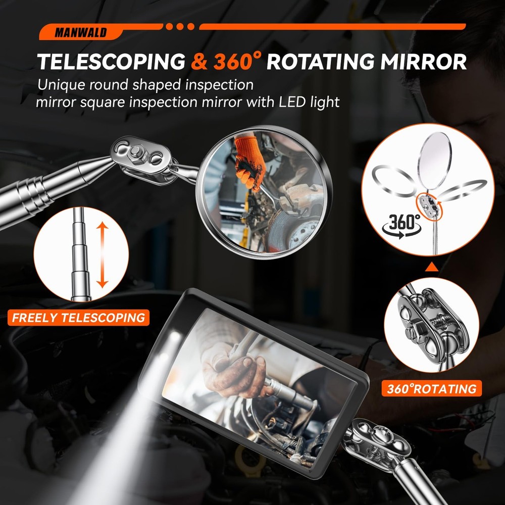 Telescoping Magnetic Pickup Tool Set with Portable Bag, Extendable Flashlight...