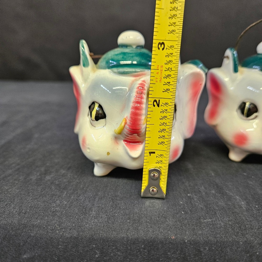 Vintage Elephant Anthropomorphic Salt & Pepper Shakers Missing Plugs