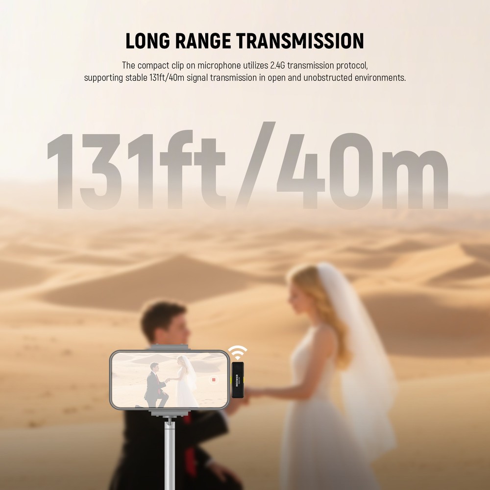 NEEWER KM23D Wireless Lav Mic for iPhone/Android/PC, 40m Range, 1RX+2TX