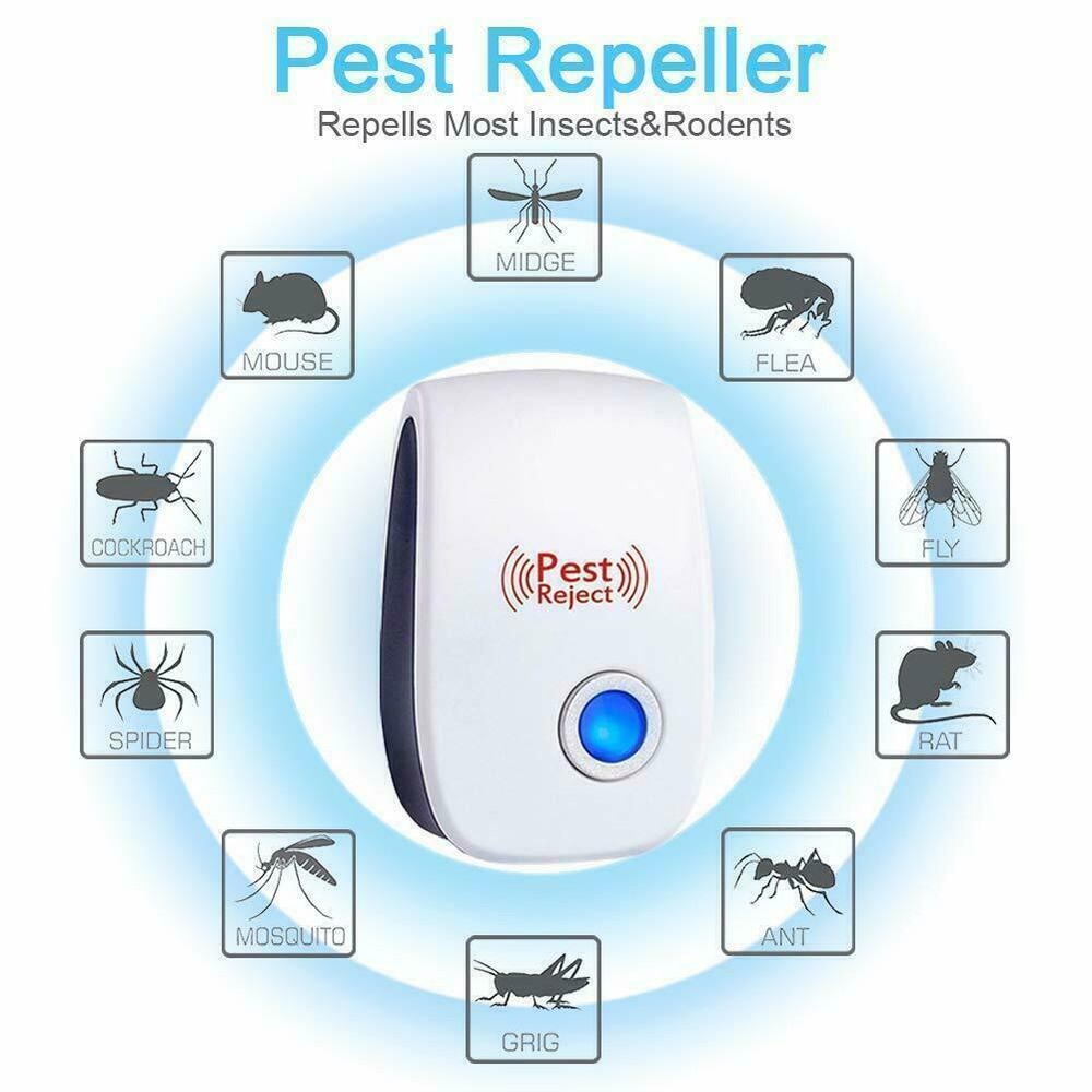 Electronic Pest Reject Control Ultrasonic Repeller Home Bug Rat Spider Roaches